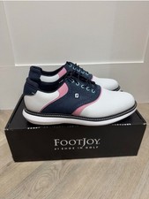 FOOTJOY FJ Traditions Energy Mens Golf Shoes White/Blue/Pink -Size UK 8.5 Medium
