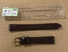 Hadley Roma Ladies Genuine Java Lizard Watch Band Strap - Long Length - Brown