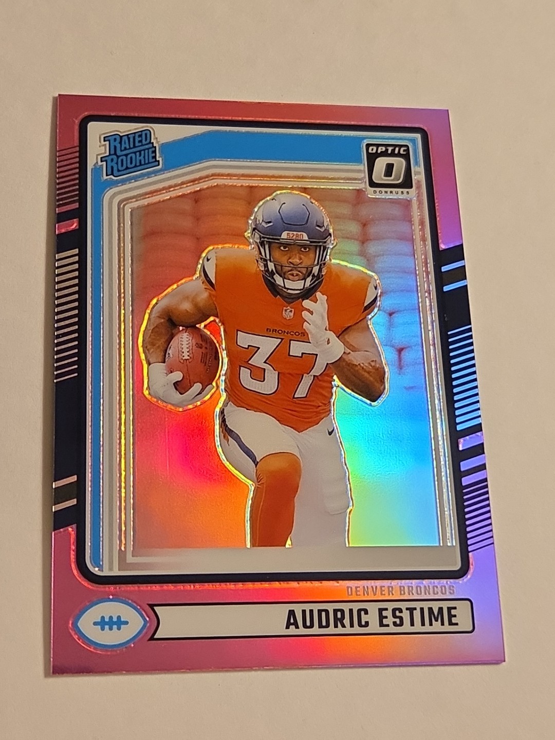 2024 Panini Donruss Rated Rookie Audric Estime #335 Optic Preview Pink Prizm RC
