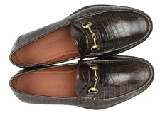 Allen Edmonds Mens Verona II Bit Loafers Sz 8.5EEE Wide Croc Print Leather Italy