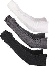 3 Pairs Arm Warmers Long Fingerless Gloves Knit Wrist Warmers with Thumb Hole Op