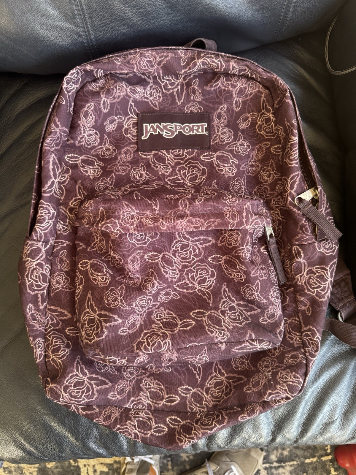 Rare Rose Pattern Jansport Backpack Preowned Grea… - image 2