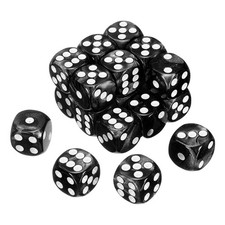24Pcs 6 Sided Colored Standard Dice, Acrylic D6 Pearl Pattern Dice, Black