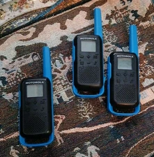 Motorola Solutions T270 Two-Way Radio Black W/Blue 2 Walkie Talkies 1 For Parts 