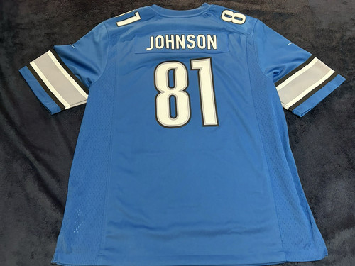 Vtg Nike CALVIN JOHNSON #81 Detroit Lions Jersey Mens XL Blue