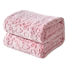 FY FIBER HOUSE Pink Throw Blanket Leopard Print Blanket Valentines Day Blanke...