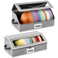 Hat Organizer for Baseball Caps, 2-Pack Stackable Hat Storage Box Holds 30 Ca...