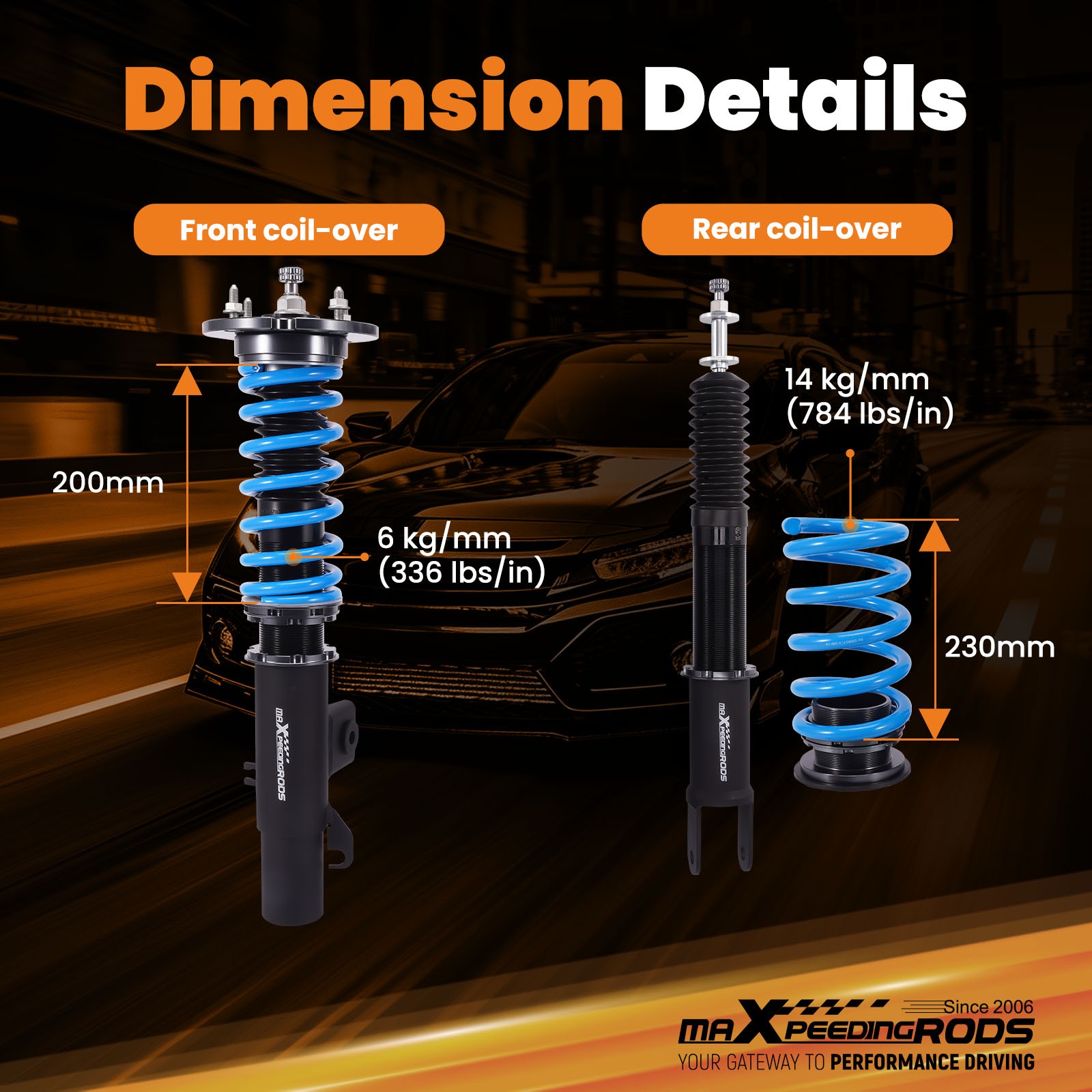 24 Level Damper Adjustable Coilovers Shocks Struts Kit For Ford Flex 2009-2012