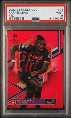 2022-23 Topps Finest UCC Rafael Leao Red /5 Colour Match AC Milan Portugal PSA 9