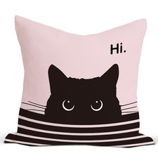 Funny Black Cat Decor Pillow Covers 18 18, Cute Animal Decorative Blush