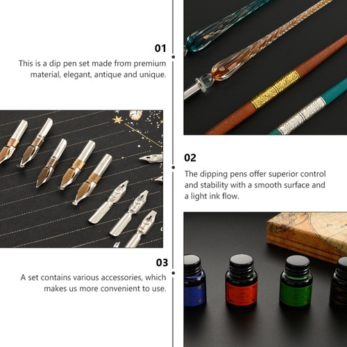 Wooden Calligraphy Pen Glass Pen Set Art Writing (Random Color) Writing Pen Set - Picture 11 of 12