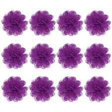 12-Pack Chiffon Flowers 2.76 x 2.76" Fabric Flowers for Craft Fuchsia 