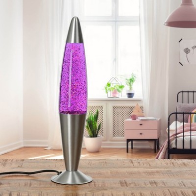 Lavalampe Tischleuchte Glitter Lila Silber 42 cm Retro JENNY Stimmungslicht