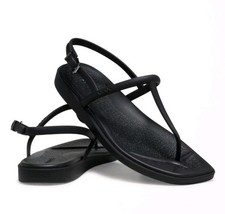 Crocs Miami 209793-001 Sandals Womens 10 Black Square Toe Thong Flip Flop NEW