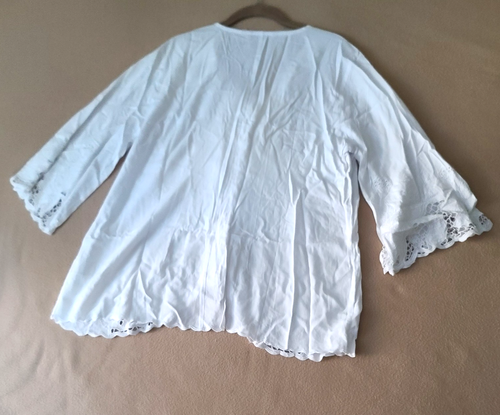 Soft Surroundings Half Moon Bay Top XL Ivory Lace Cutwork Embroidery V Neck NWOT - Picture 3 of 8
