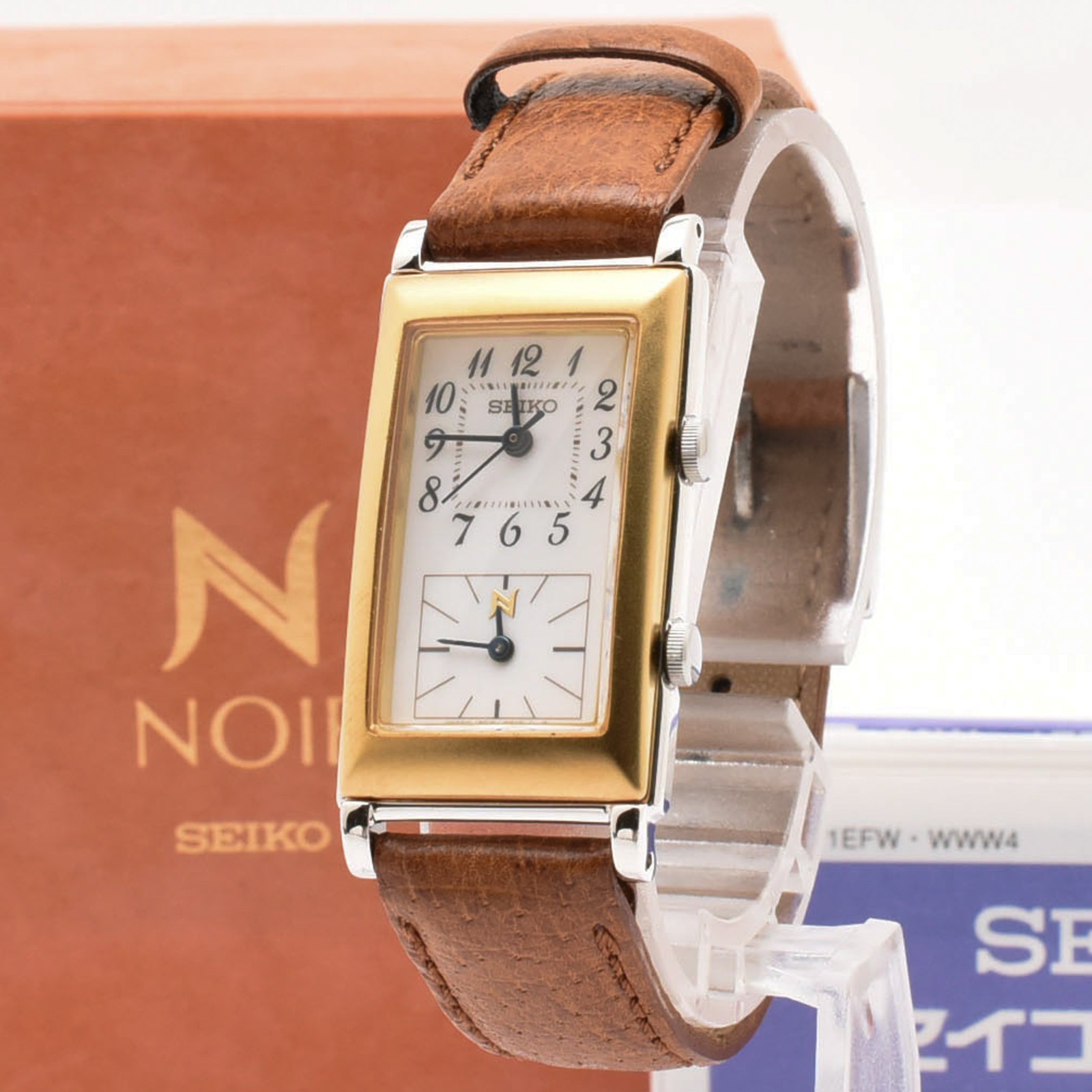 [NOS Watch Time SEIKO 1996 Box] Gold Dual 1EFW-5A00 Noie White w/ Women's Quartz - vintagewatches.pk