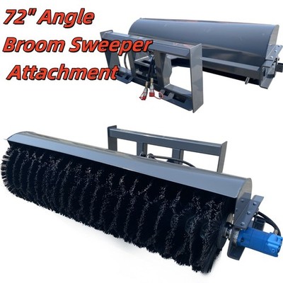 AGT Skid Steer Heavy Duty Power Angle Broom Sweeper 72'' Attachment