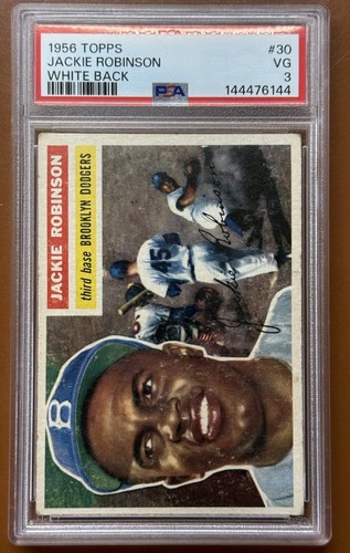 1956 Topps #30 Jackie Robinson PSA 3 White Back Baseball Card - TCCCX