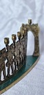 VTG Brass Menorah Israeli Hanukkah Judaica Maccabee  9 Candle Holder  — photo 10