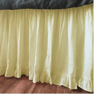 3 Side Solid Ivory Split Corner Bottom Ruffle Gathered Bed Skirt 600 Cotton