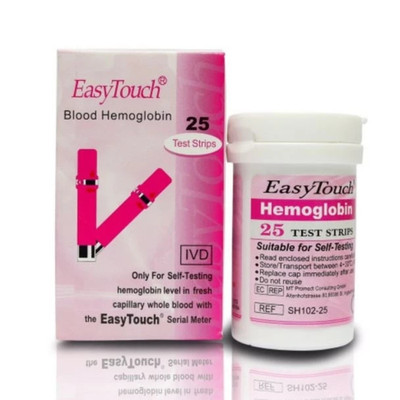 Easy Touch Test Strips For Blood Hemoglobin Level Check 1 Box (25 Test Strips)