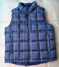 L.L.Bean Blue Plaid Goose Down Puffer Vest Zip Pockets Kids Youth Size L 14-16