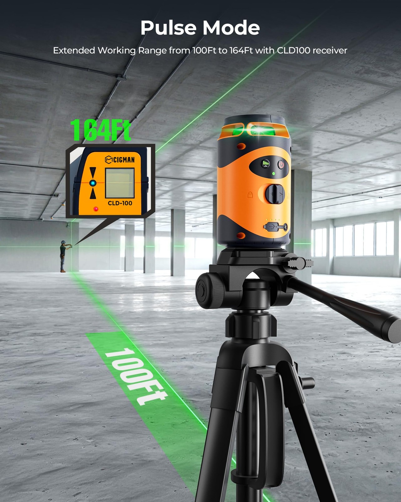 360° Laser Level with Tripod, Green Leveling Cross Line Laser, 100Ft Laser To...