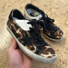 Golden Goose Superstar Pony Hair Leopard Print Distressed Sneakers Shoes 37 7