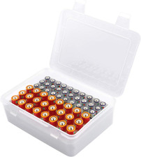 Battery Organizer Storage Box, Garage Case Holder for 24 AA, 30 AAA Batteries