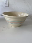 Vintage McCoy Oven Ware #10 Mixing Bowl Blue Pink Bands Pottery Made In USA