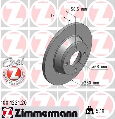 2X Zimmermann Bremsscheibe 100.1221.20 FüR Audi-image