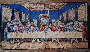Vintage The Last Supper Tapestry Leonardo Da Vinci Rug Italy 35” X 18”, As Is