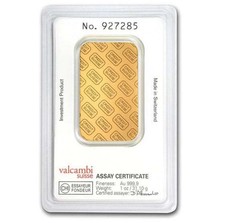 Credit Suisse 1 oz Gold Bar 999.9 Fine with Assay Certificate Gold Bullion 3450.00 per troy oz