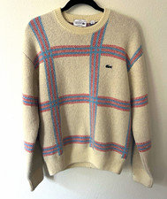 Lacoste unisex tartan crewneck sweater, FR 2 / US XS, relaxed fit.