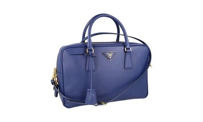 PRADA Saffiano Leder Schultertasche / Handtasche 1BB095 Blau BLUETTE NEU