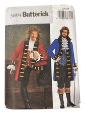 Butterick 3894 Sewing Pattern Size XS Small Medium Mens Pirate Costume UNCUT