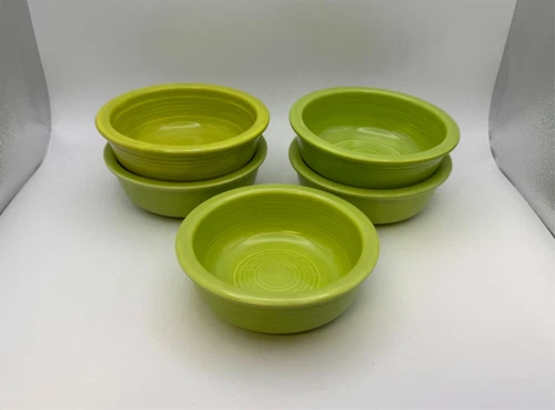 Set of 5 Vintage Homer Laughlin Fiestaware FIESTA CHARTREUSE 4 3/4" Fruit Bowls