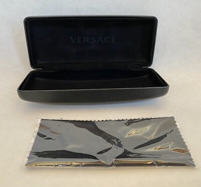 VERSACE Black Hard SUNGLASSES EYEGLASSES CASE ~ NEW Cleaning  display picture 1