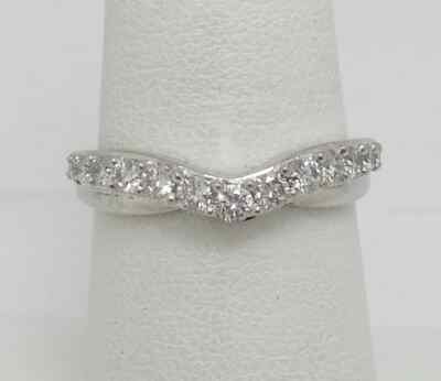 1.2ct Round Cut Cubic Zirconia 14k White Gold Finish Curved Wedding ...