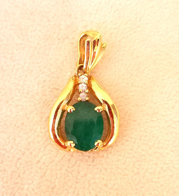 Natürlicher 3 ct. Smaragd Anhänger 14k Gelbgold 3,88 Gramm
