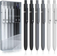 Gel Pens,6 Pcs 0.5Mm Fine Point Black Ink Pens with Smooth Writing,Quick Dry Pen