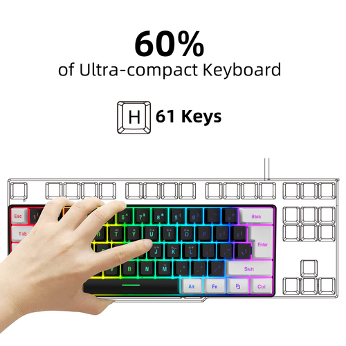 RGB Gaming Keyboard and Mouse Combo – 61 Keys Wired Backlit Keyboard - Picture 6 of 13