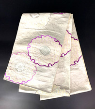 Japanese kimono Belt Obi Beautiful Silver with Floral Motif and Purple Accents