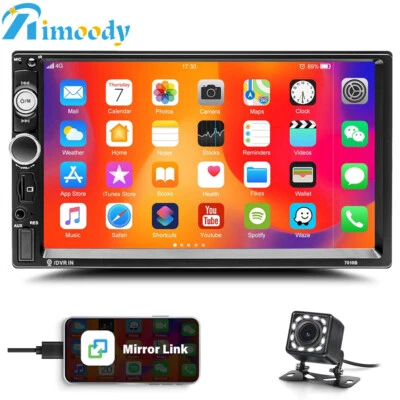 RIMOODY 7" Double 2 DIN Car MP5 Player Bluetooth Touch Screen Stereo Radio With Camera