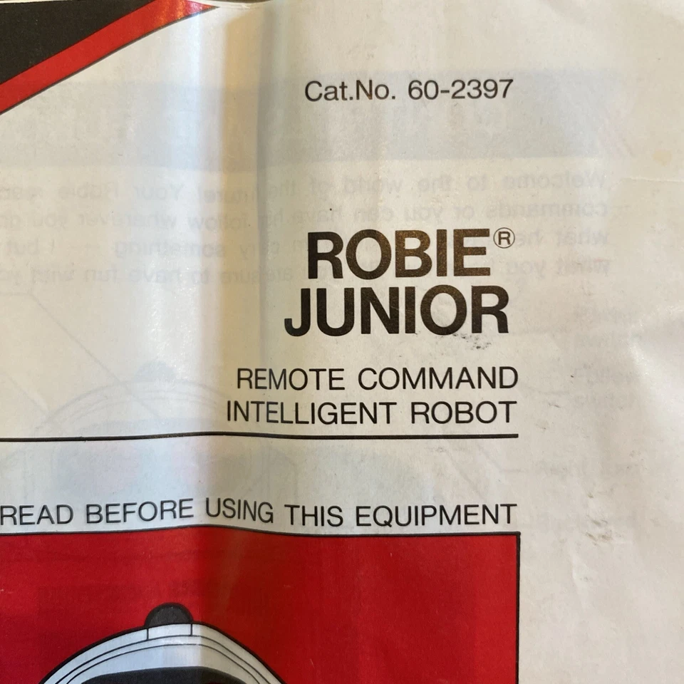 Radio Shack Remote Control Robie Junior Intelligent Robot Owners Manual 1986 9pp - Image 2 of 4