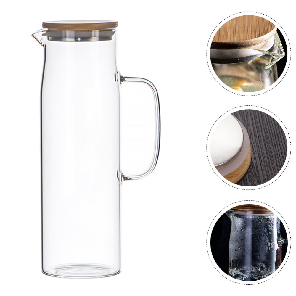 Large Clear Glass Pitcher with Lid for Tea Cocktails or Floral Drinks  