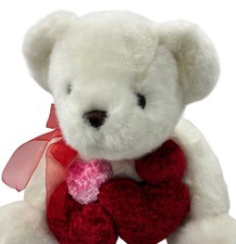 White Teddy Bear Valentine Plush Love Hearts Anniversary Woodland Stuffed Animal