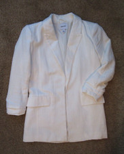 Nine West Sz XS Tunic Length Blazer Jacket 3/4 Sleeves White