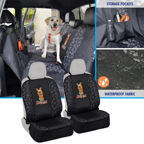 BDK Scooby Doo Front & Rear Pet Seat Cover - Universal Fit Waterproof Hammock Style