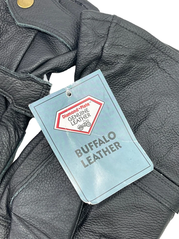 Guantes de invierno para hombre GRANDES negros de cuero de búfalo para motocicleta NUEVO Foto 3 de 4